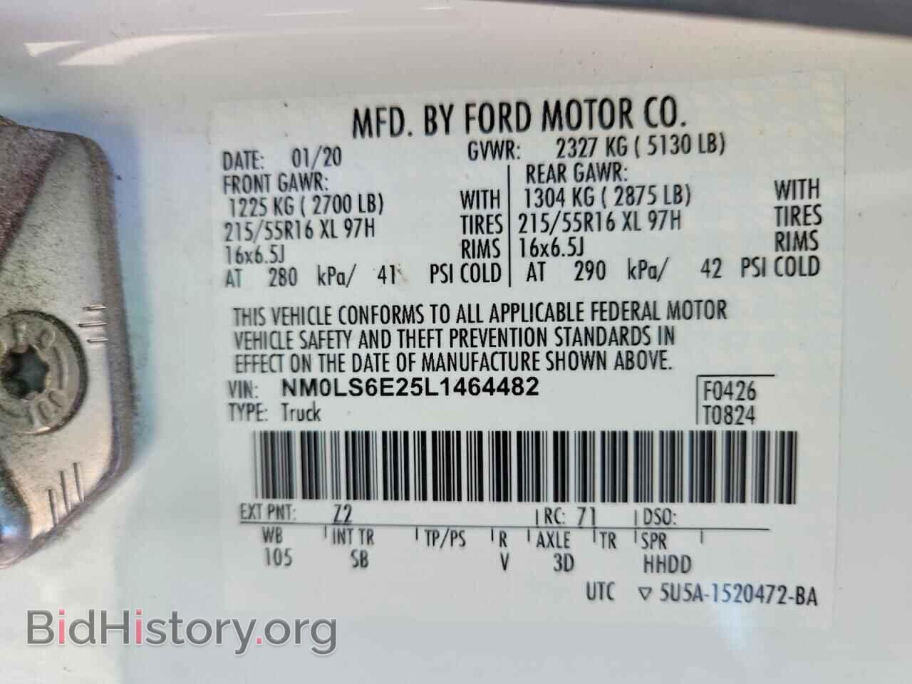 2020 FORD TRANSIT - VIN: NM0LS6E25L1464482 - Photo 13