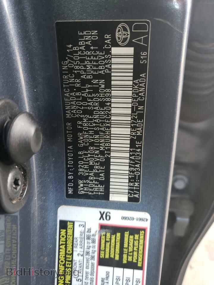 2014 TOYOTA COROLLA - VIN: 2T1BURHEXEC204898 - Фото 12
