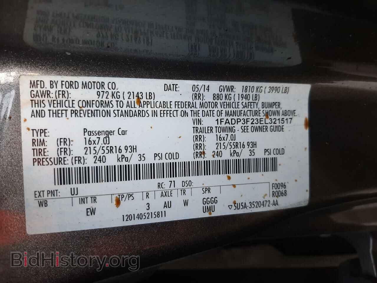 2014 FORD FOCUS - VIN: 1FADP3F23EL321517 - Фото 10