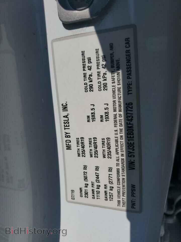 2019 TESLA MODEL 3 - VIN: 5YJ3E1EB0KF437726 - Фото 12