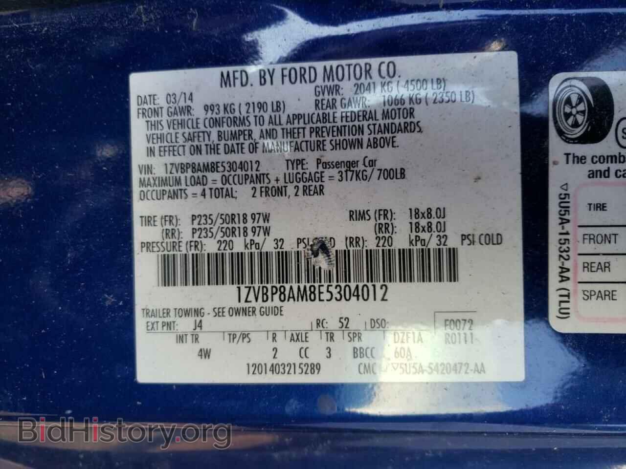 2014 FORD MUSTANG - VIN: 1ZVBP8AM8E5304012 - Фото 10