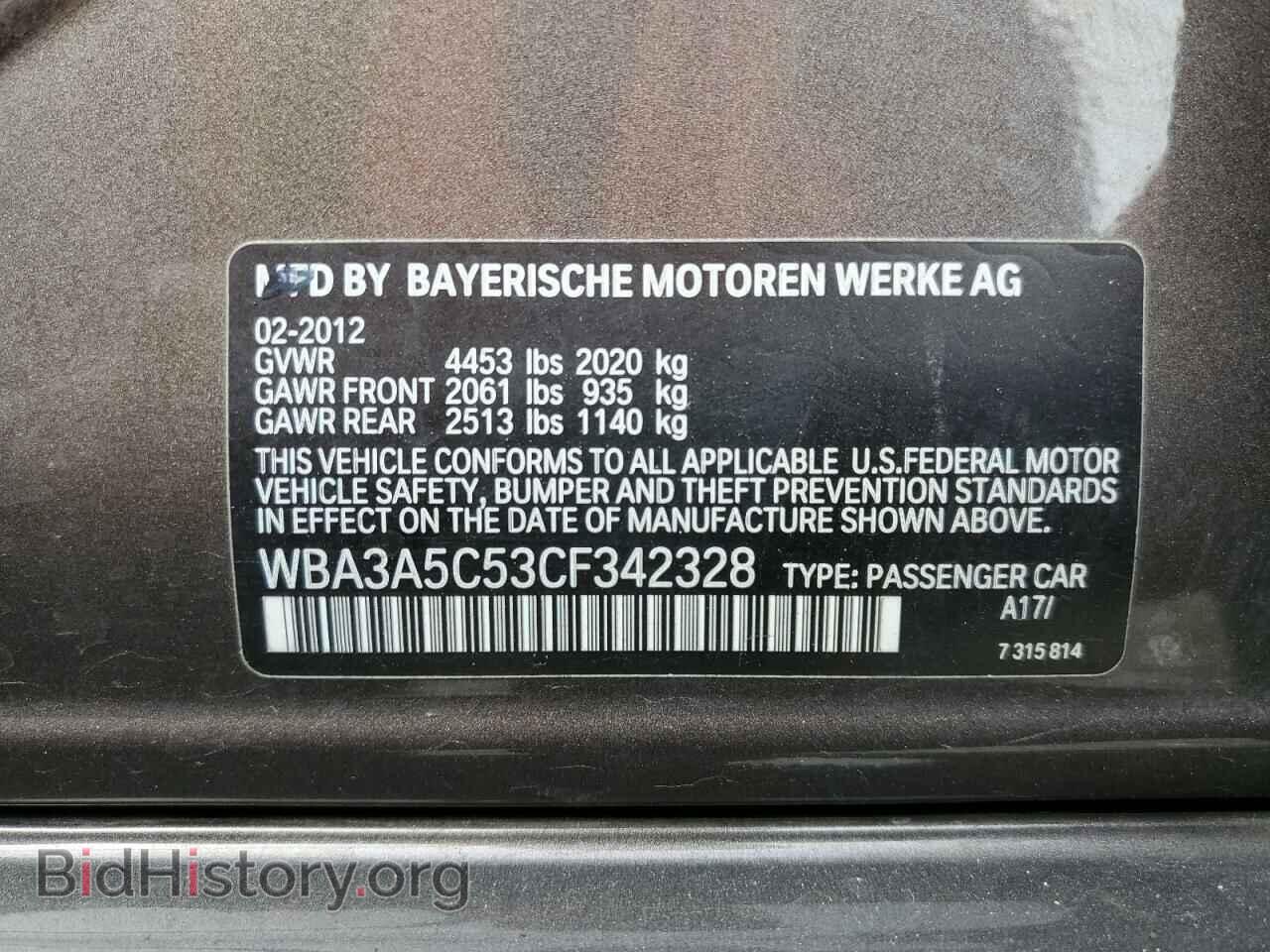 2012 BMW 3 SERIES - VIN: WBA3A5C53CF342328 - Фото 10