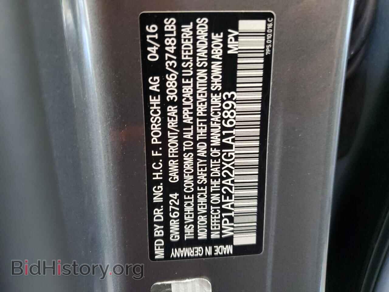 2016 PORSCHE CAYENNE - VIN: WP1AE2A2XGLA16893 - Фото 13