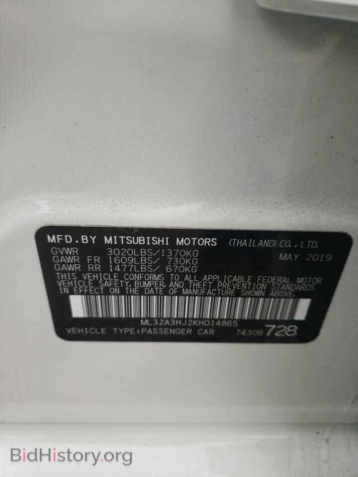 2019 MITSUBISHI MIRAGE - VIN: ML32A3HJ2KH014865 - Фото 10