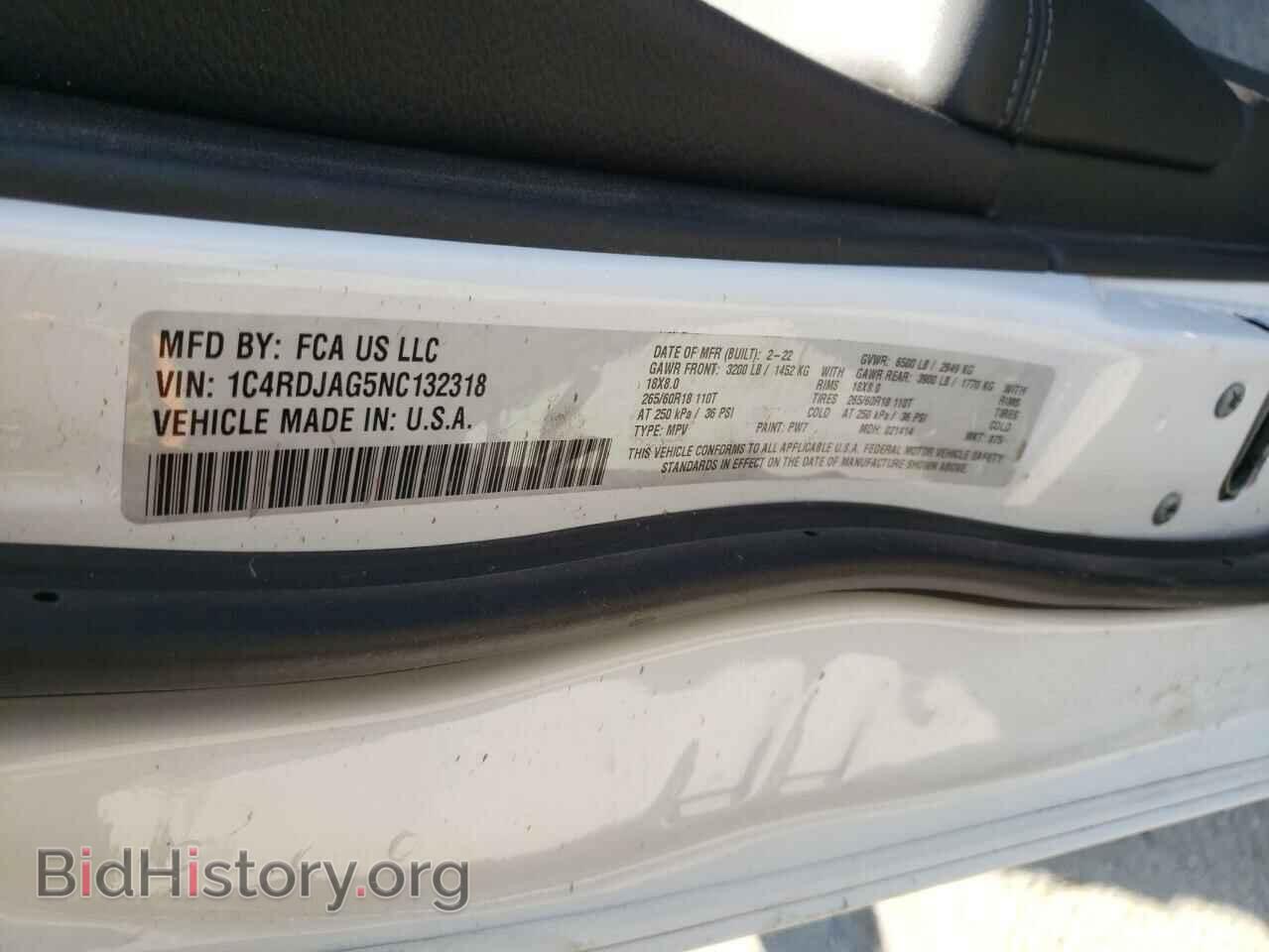 2022 DODGE DURANGO - VIN: 1C4RDJAG5NC132318 - Фото 14