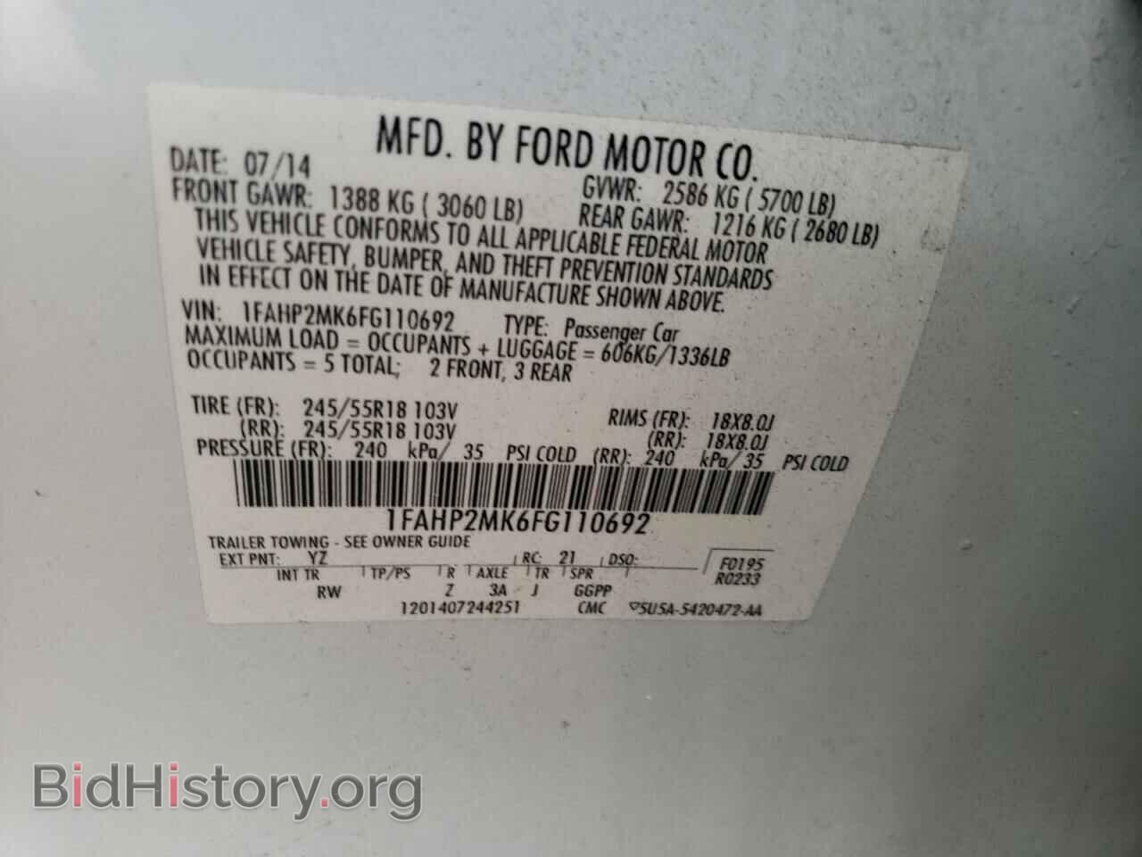2015 FORD TAURUS - VIN: 1FAHP2MK6FG110692 - Photo 12