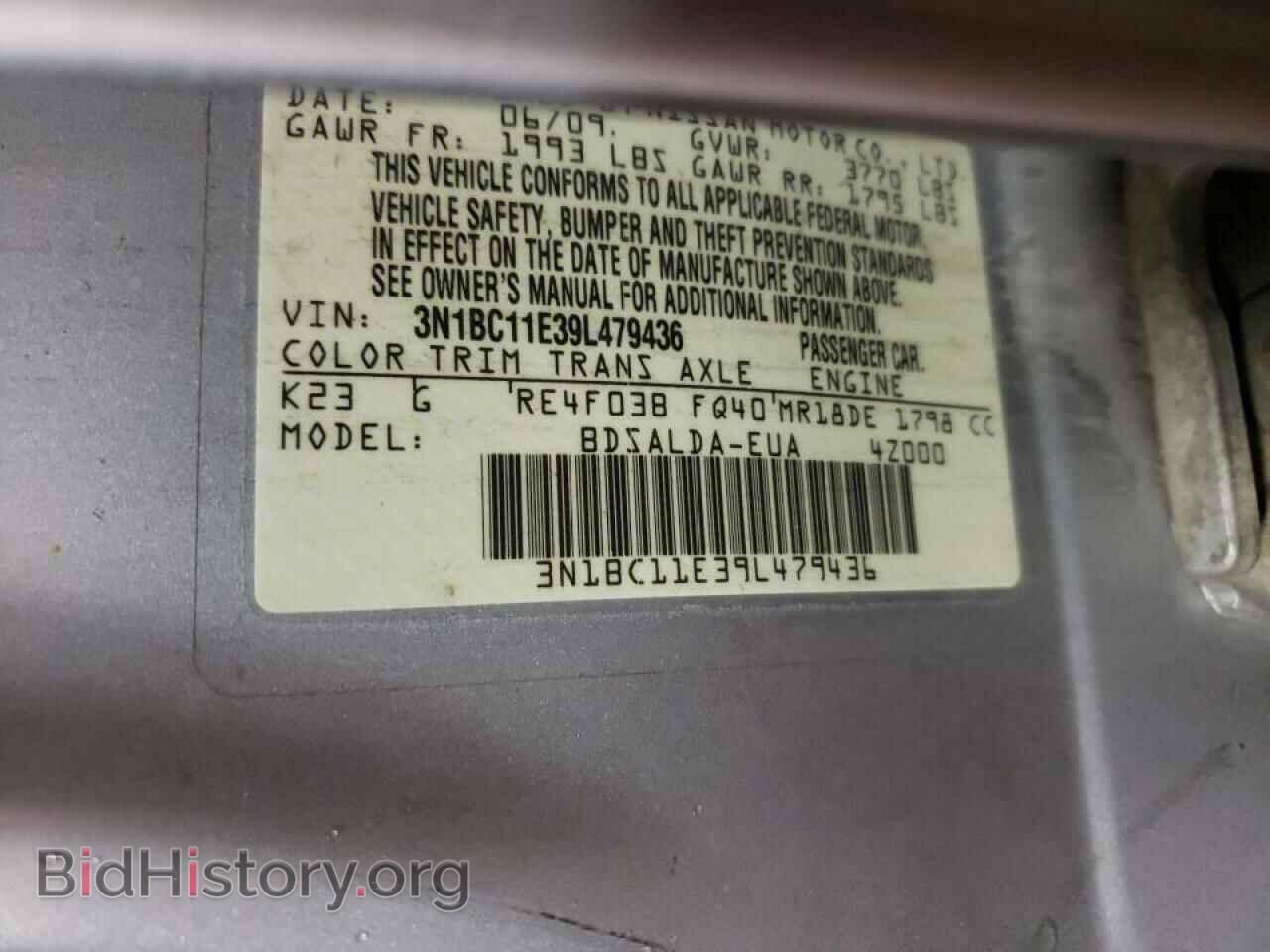 2009 NISSAN VERSA - VIN: 3N1BC11E39L479436 - Фото 10