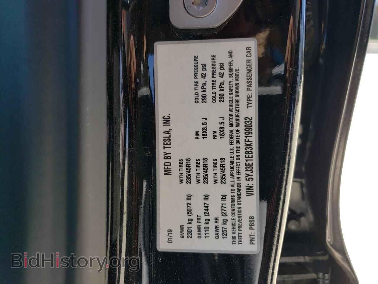 2019 TESLA MODEL 3 - VIN: 5YJ3E1EB3KF199032 - Фото 12