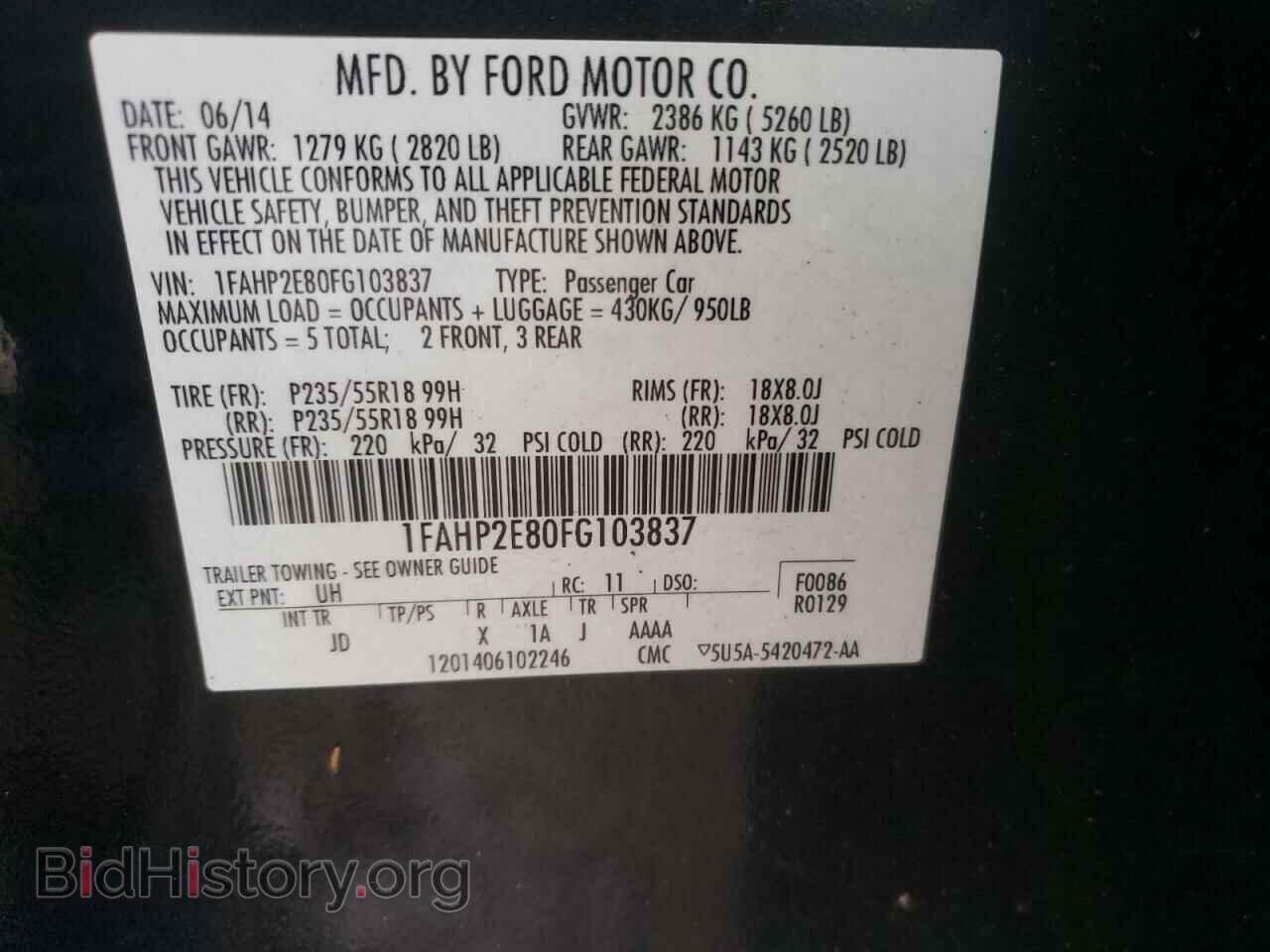 2015 FORD TAURUS - VIN: 1FAHP2E80FG103837 - Photo 10