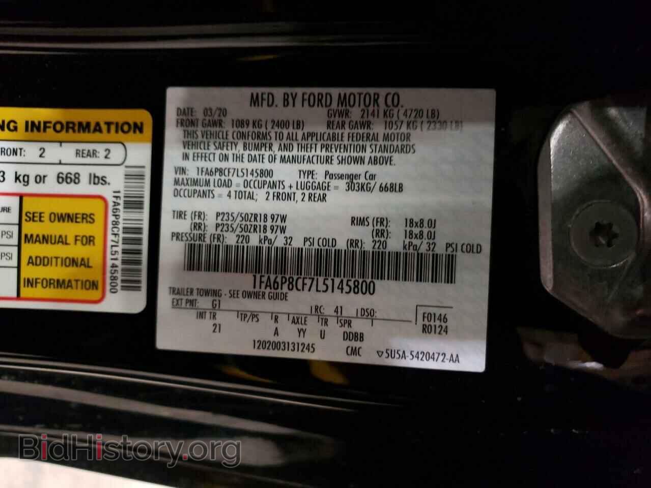 2020 FORD MUSTANG - VIN: 1FA6P8CF7L5145800 - Фото 10