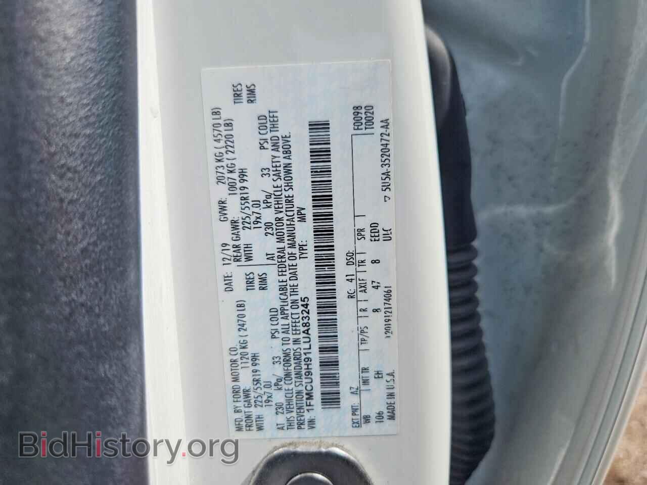 2020 FORD ESCAPE - VIN: 1FMCU9H91LUA83245 - Фото 13