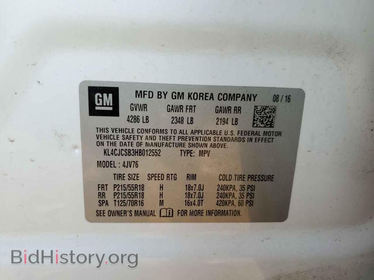 2017 BUICK ENCORE - VIN: KL4CJCSB3HB012552 - Фото 12