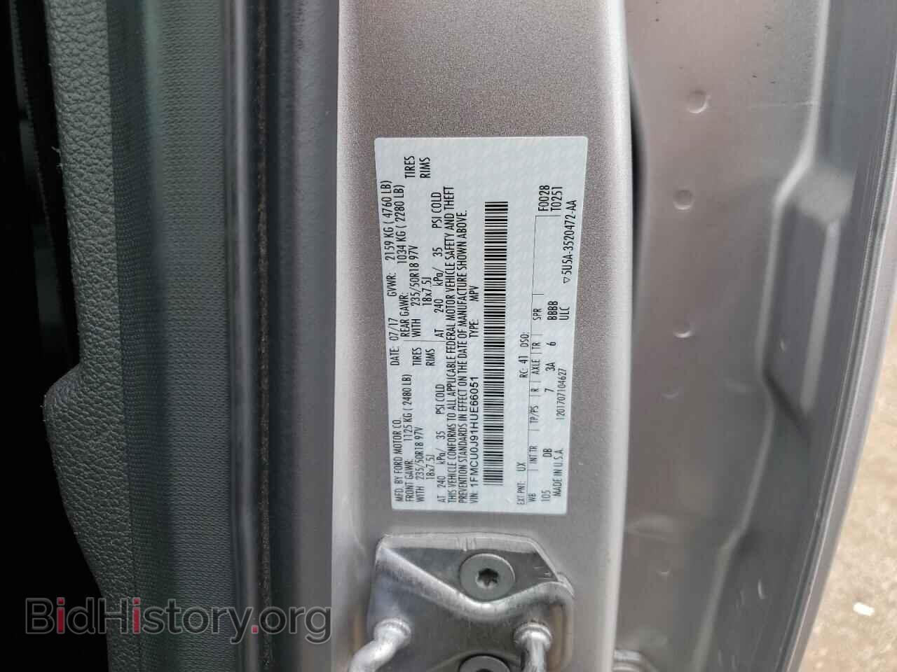 2017 FORD ESCAPE - VIN: 1FMCU0J91HUE66051 - Фото 13