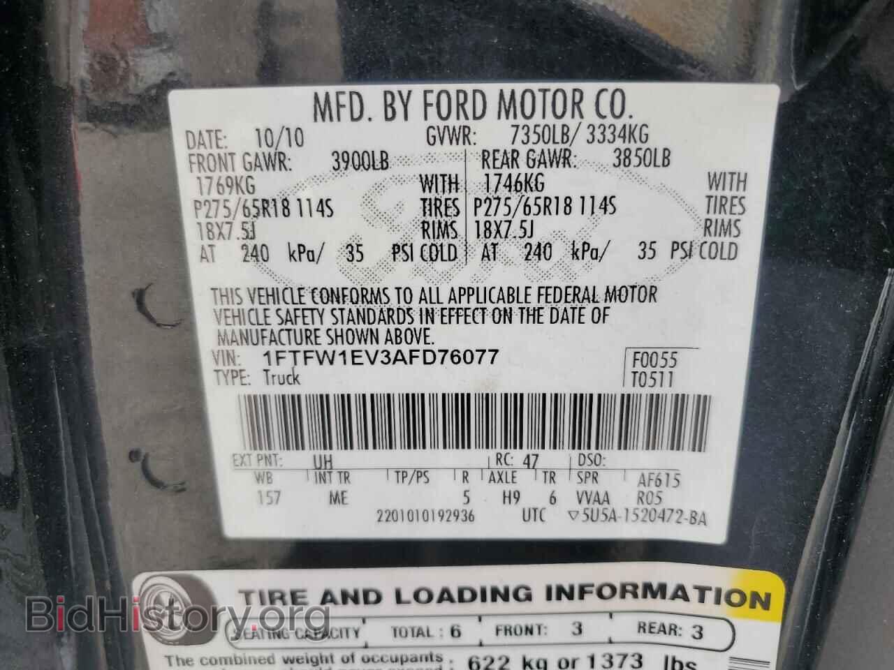 2010 FORD F-150 - VIN: 1FTFW1EV3AFD76077 - Фото 12