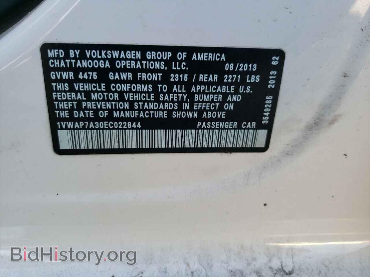2014 VOLKSWAGEN PASSAT - VIN: 1VWAP7A30EC022844 - Фото 10