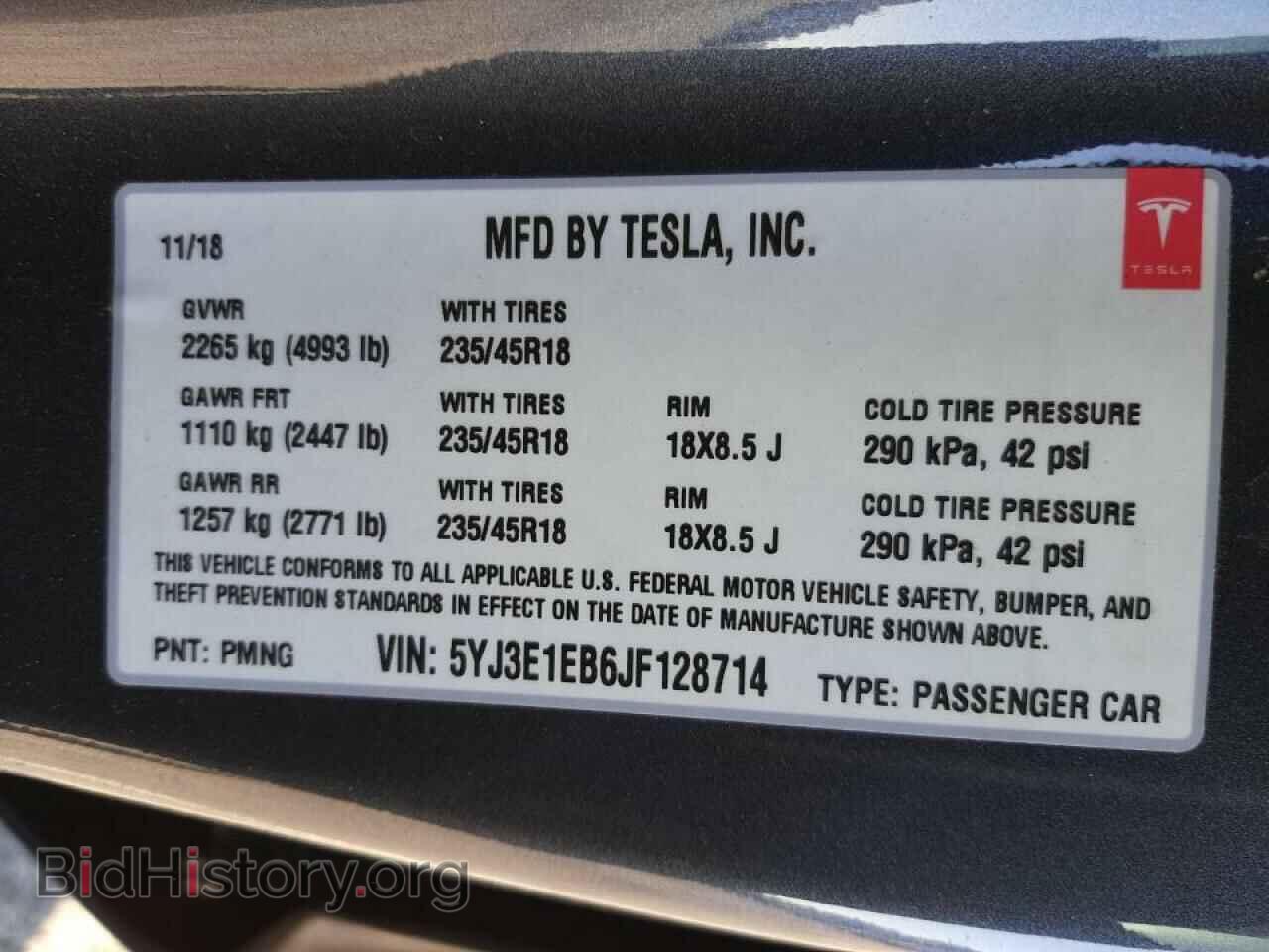 2018 TESLA MODEL 3 - VIN: 5YJ3E1EB6JF128714 - Photo 10