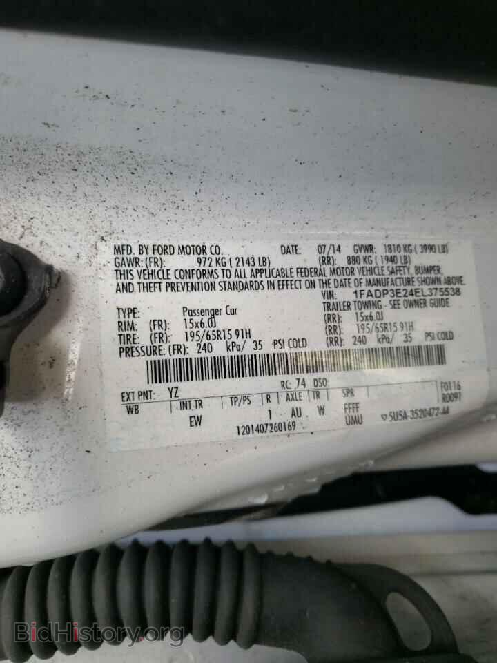 2014 FORD FOCUS - VIN: 1FADP3E24EL375538 - Фото 10