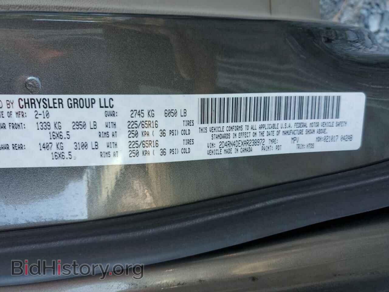 2010 DODGE CARAVAN - VIN: 2D4RN4DEXAR238972 - Фото 10