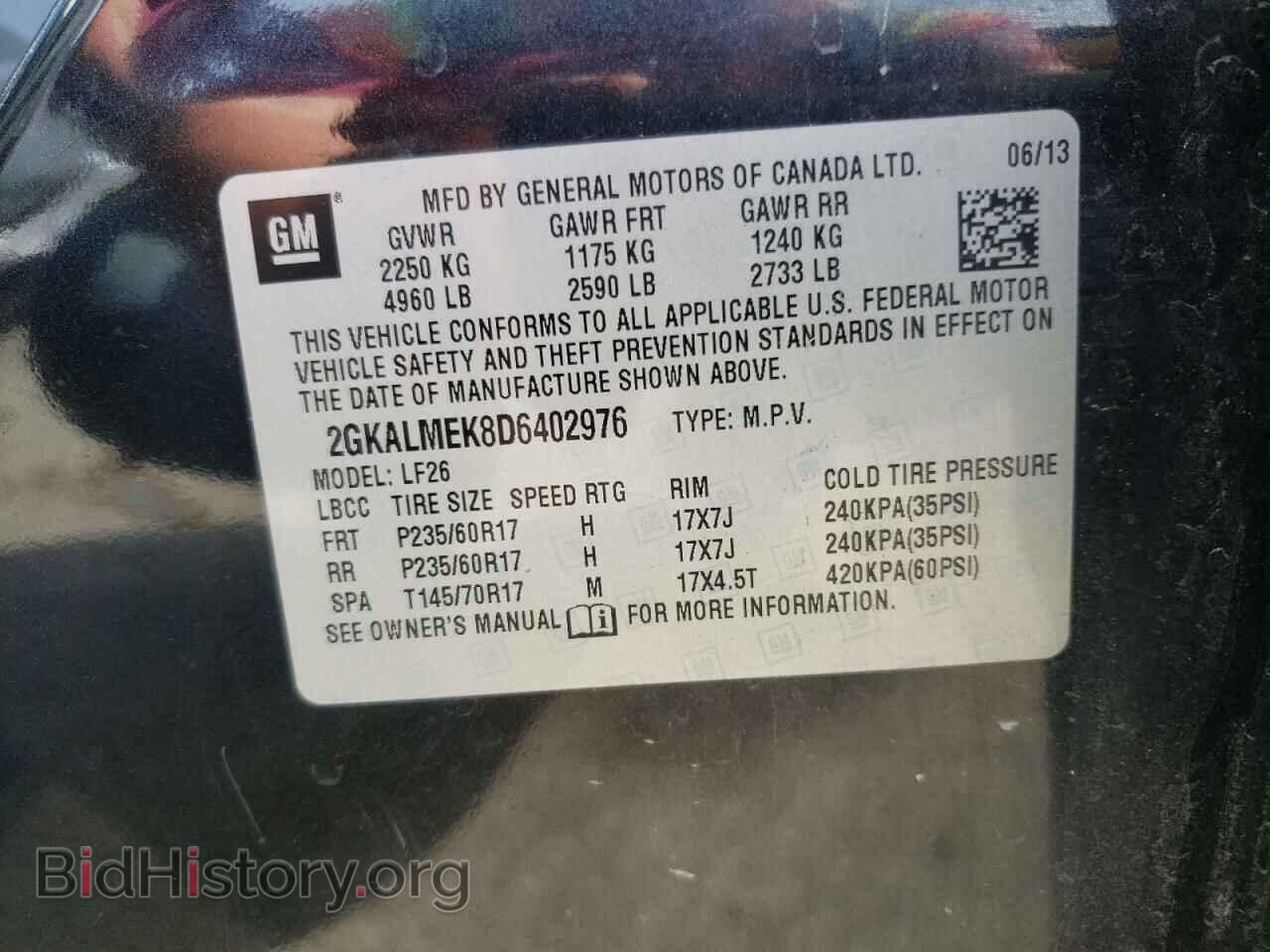 2013 GMC TERRAIN - VIN: 2GKALMEK8D6402976 - Photo 10