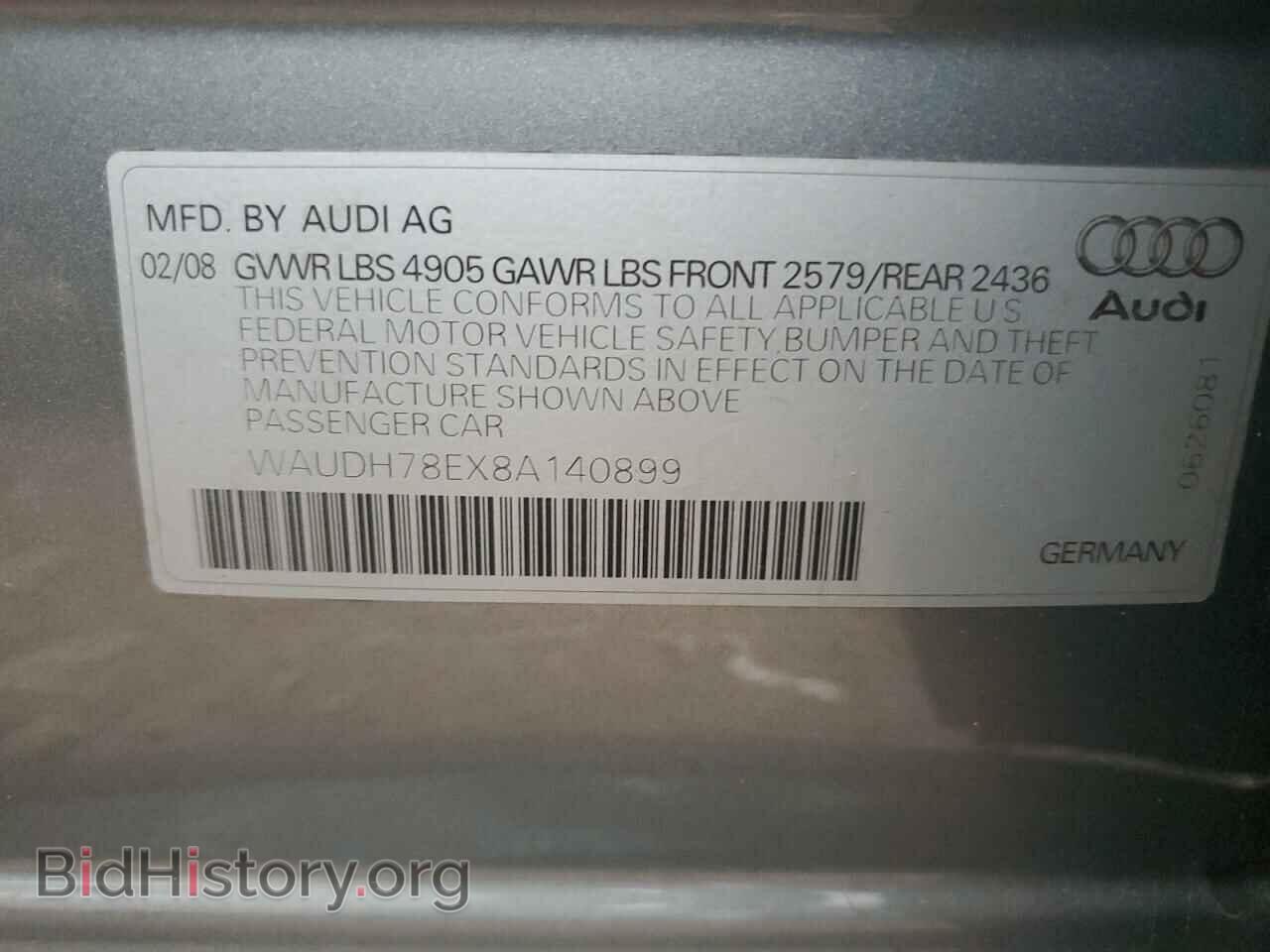 2008 AUDI A4 - VIN: WAUDH78EX8A140899 - Фото 10