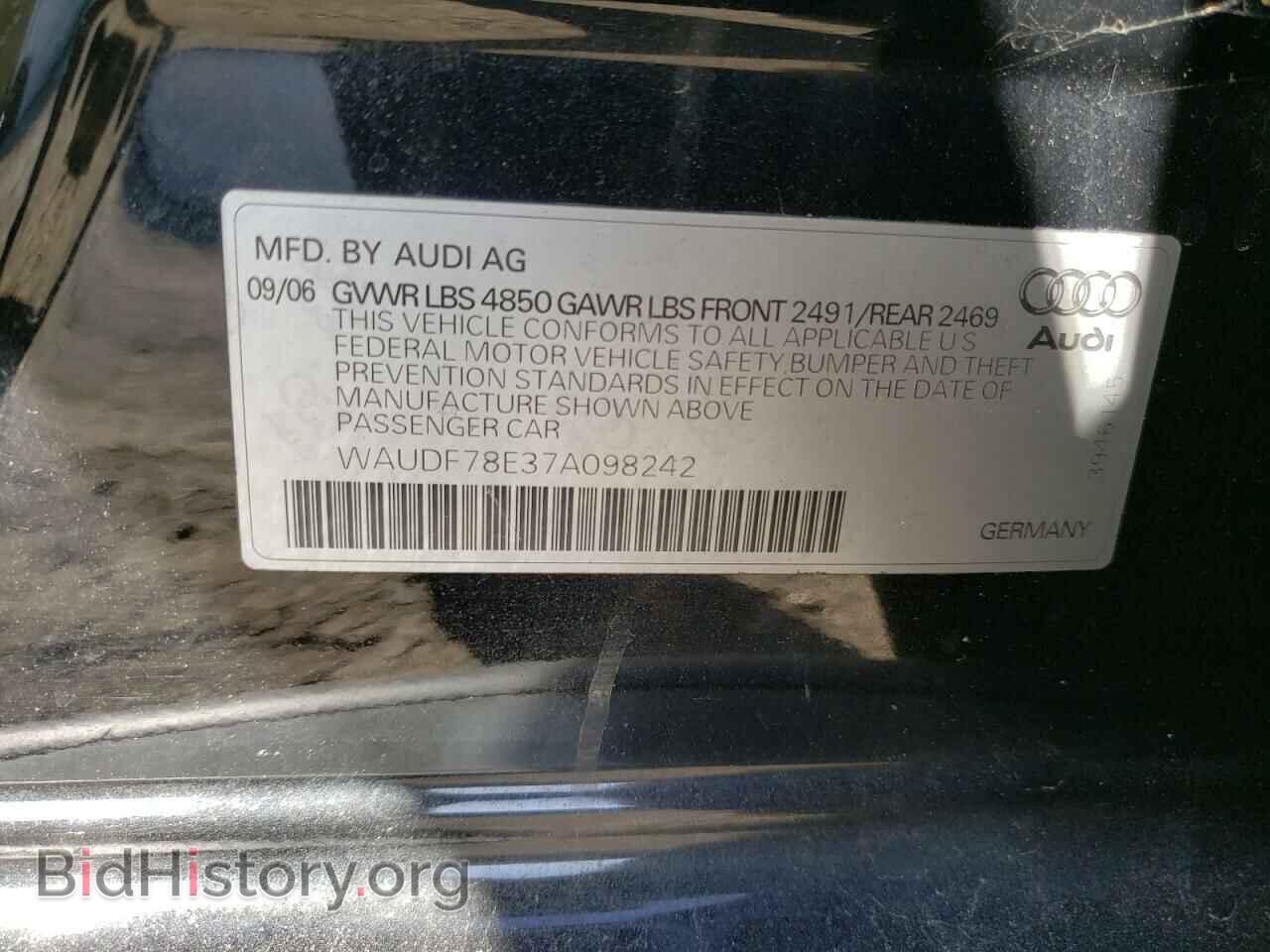 2007 AUDI A4 - VIN: WAUDF78E37A098242 - Фото 10