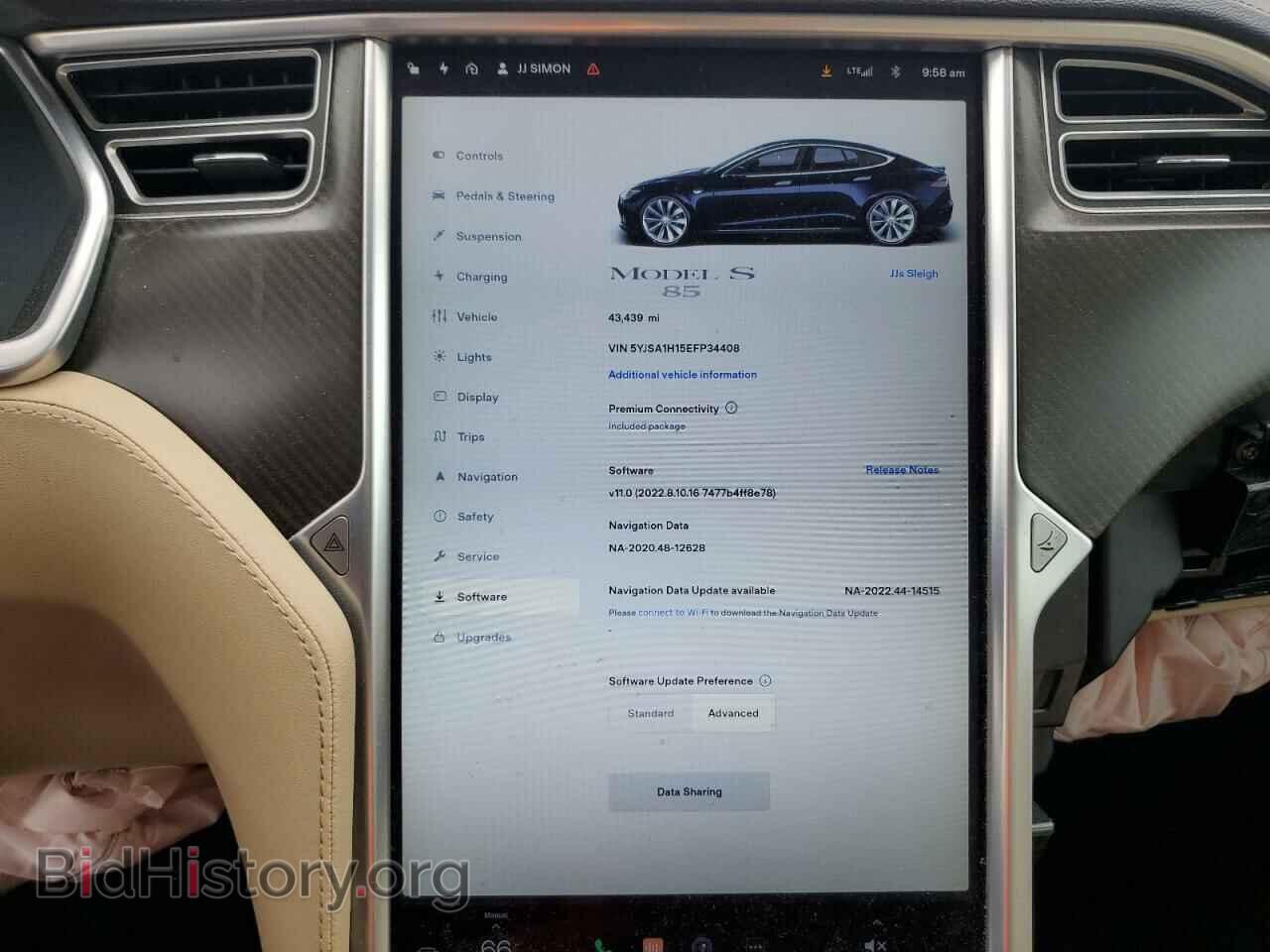2014 TESLA MODEL S - VIN: 5YJSA1H15EFP34408 - Фото 9