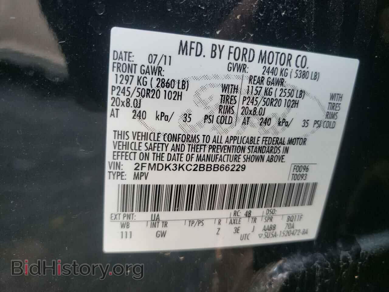 2011 FORD EDGE - VIN: 2FMDK3KC2BBB66229 - Photo 10