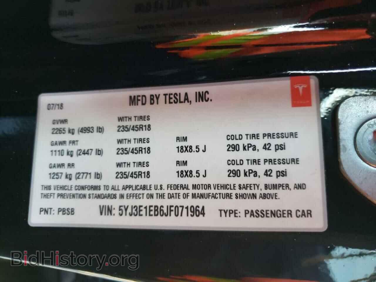 2018 TESLA MODEL 3 - VIN: 5YJ3E1EB6JF071964 - Photo 10