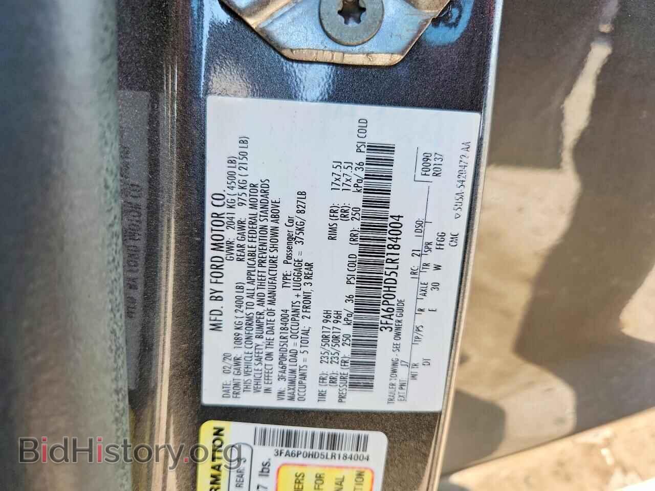 2020 FORD FUSION - VIN: 3FA6P0HD5LR184004 - Photo 12