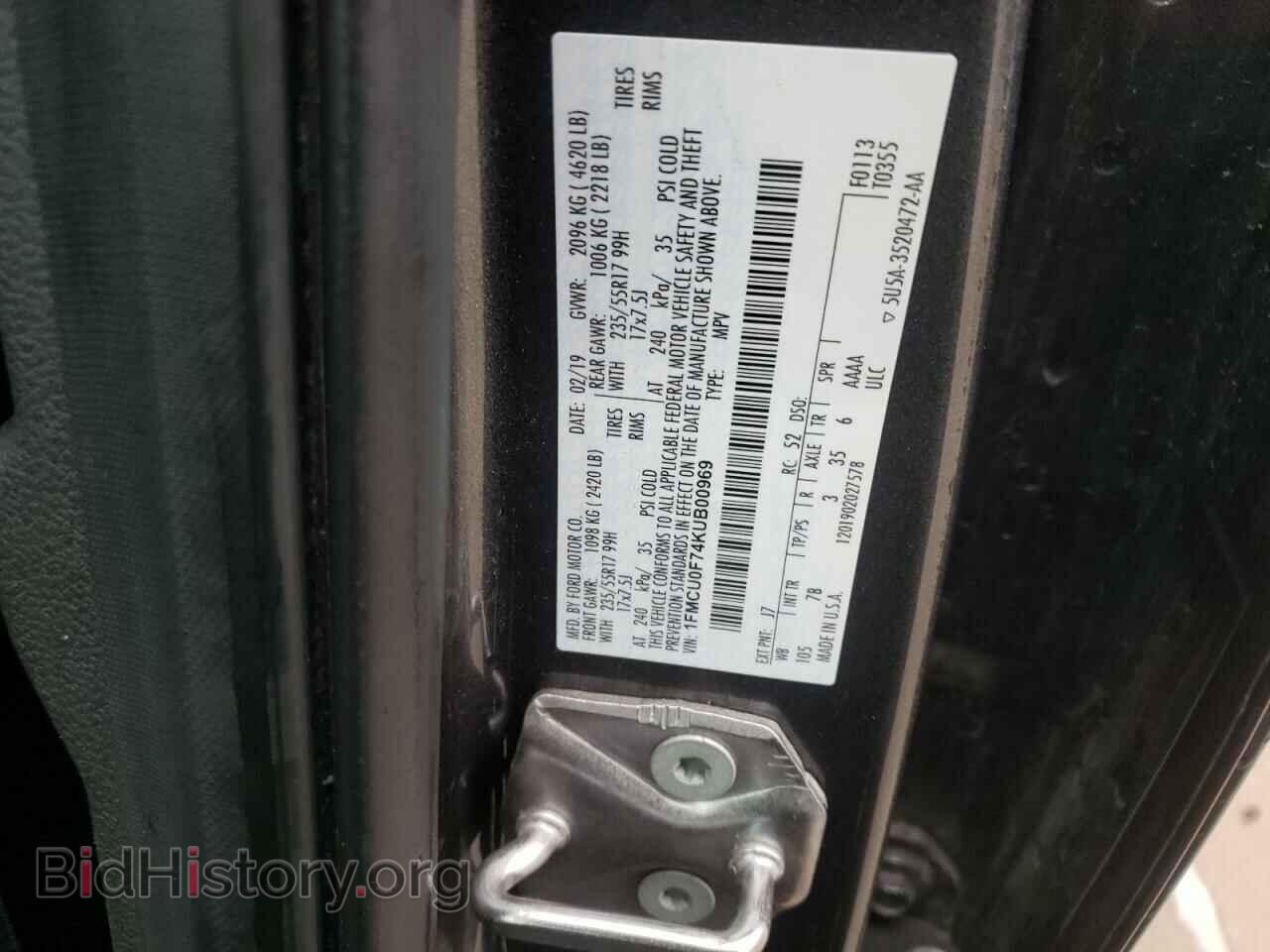 2019 FORD ESCAPE - VIN: 1FMCU0F74KUB00969 - Photo 12