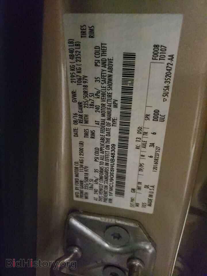 2017 FORD ESCAPE - VIN: 1FMCU9G98HUB48309 - Photo 10