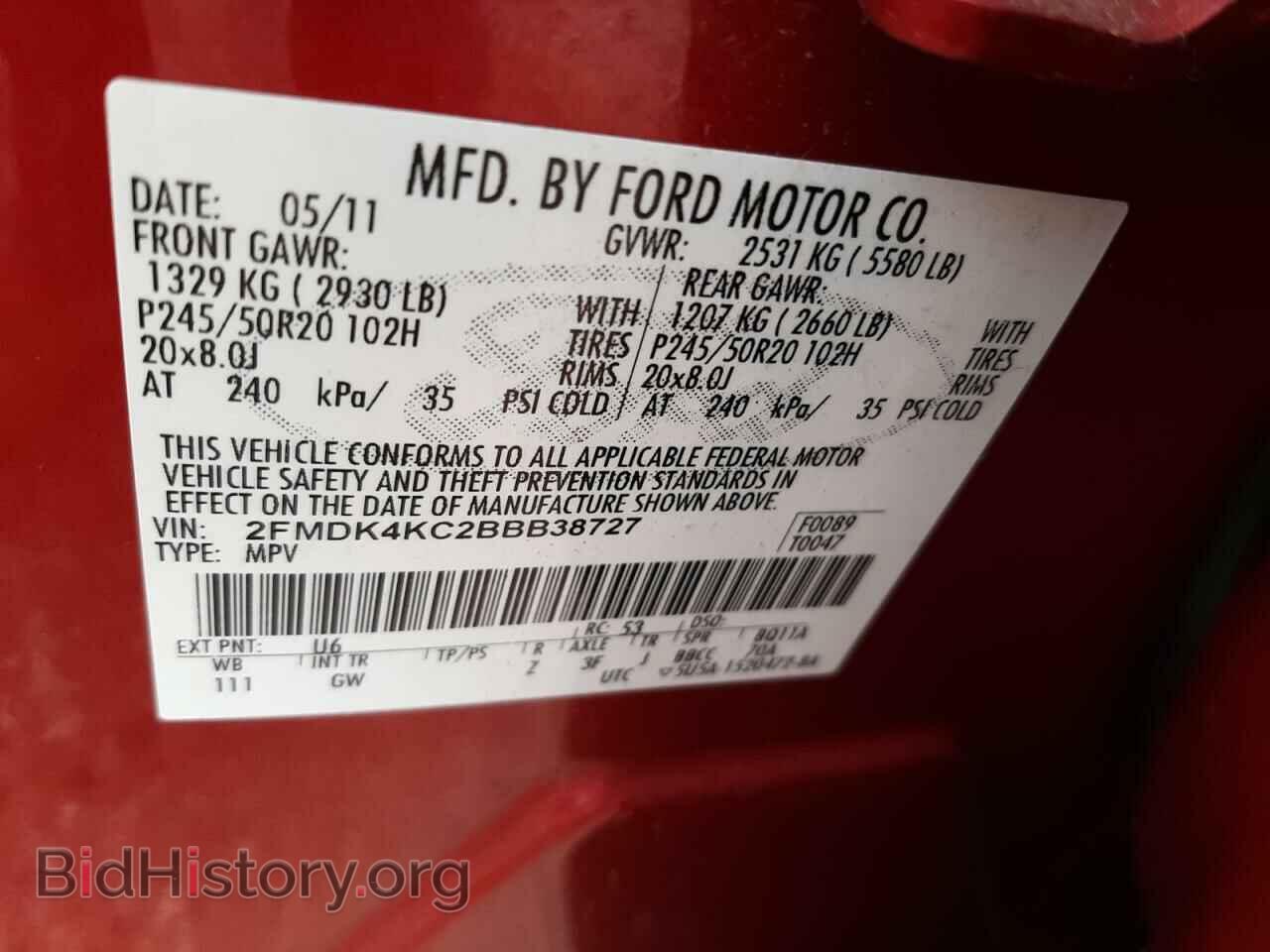 2011 FORD EDGE - VIN: 2FMDK4KC2BBB38727 - Photo 10