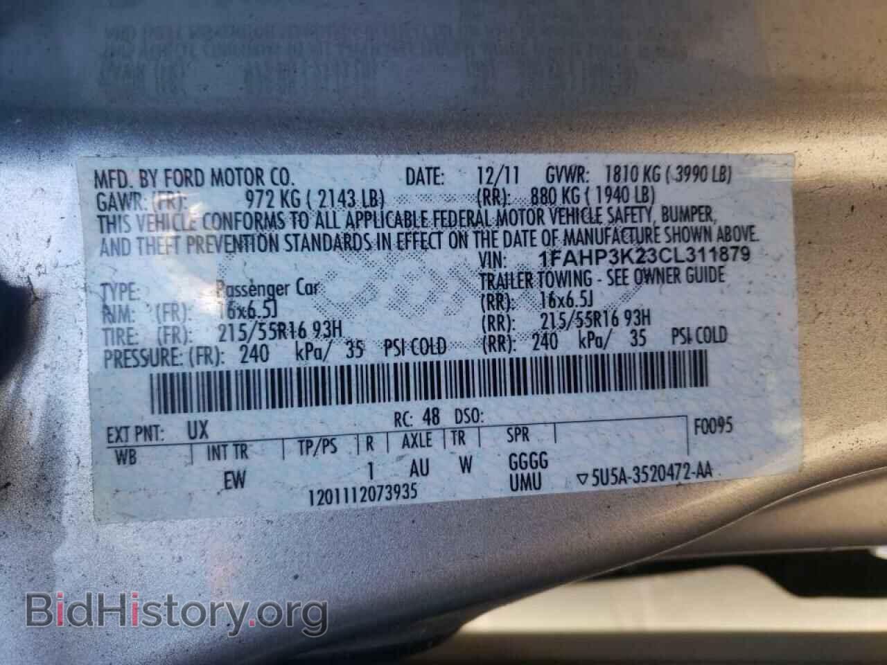 2012 FORD FOCUS - VIN: 1FAHP3K23CL311879 - Фото 10