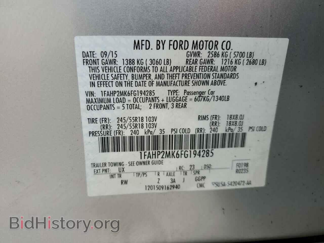 2015 FORD TAURUS - VIN: 1FAHP2MK6FG194285 - Фото 13