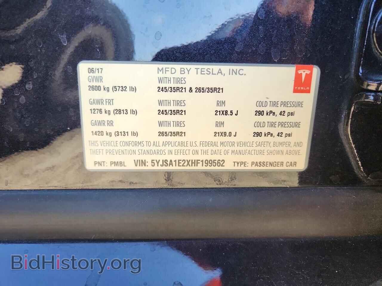 2017 TESLA MODEL S - VIN: 5YJSA1E2XHF199562 - Photo 12