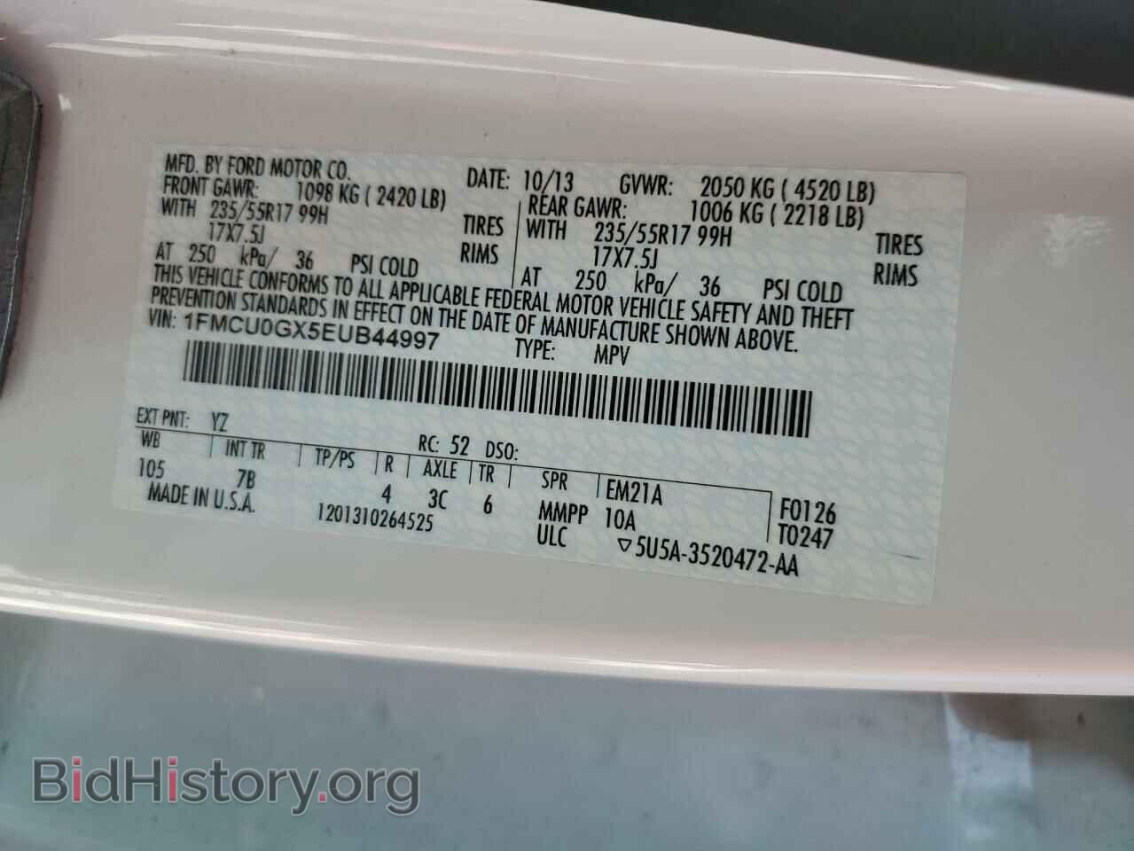 2014 FORD ESCAPE - VIN: 1FMCU0GX5EUB44997 - Фото 14