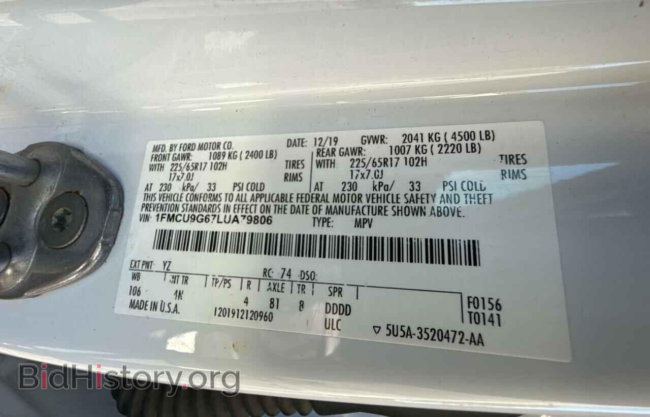 2020 FORD ESCAPE - VIN: 1FMCU9G67LUA79806 - Photo 10