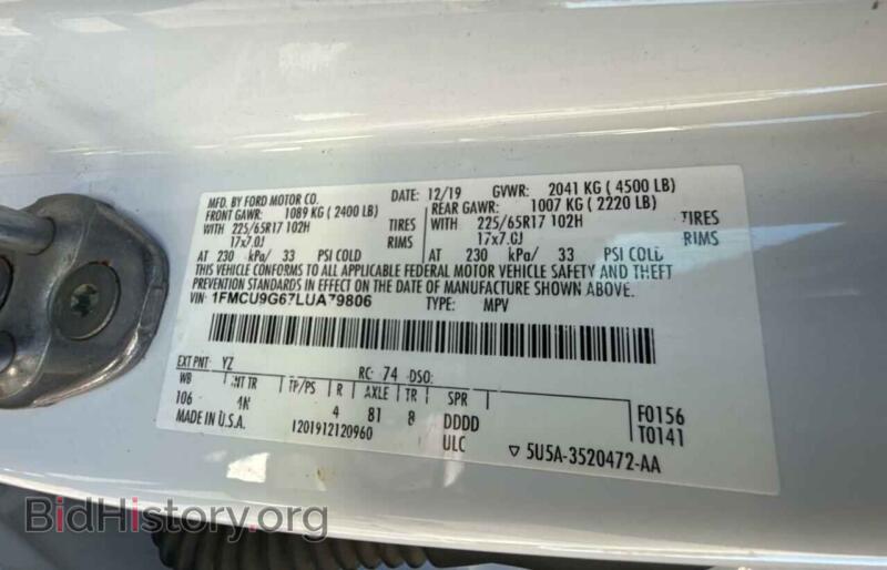 2020 Ford ESCAPE (VIN 1FMCU9G67LUA79806) — photo 10 of 10
