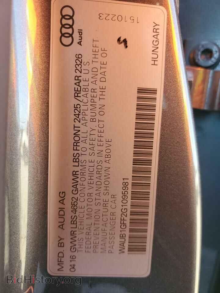 2016 AUDI S3 - VIN: WAUB1GFF2G1095981 - Фото 10