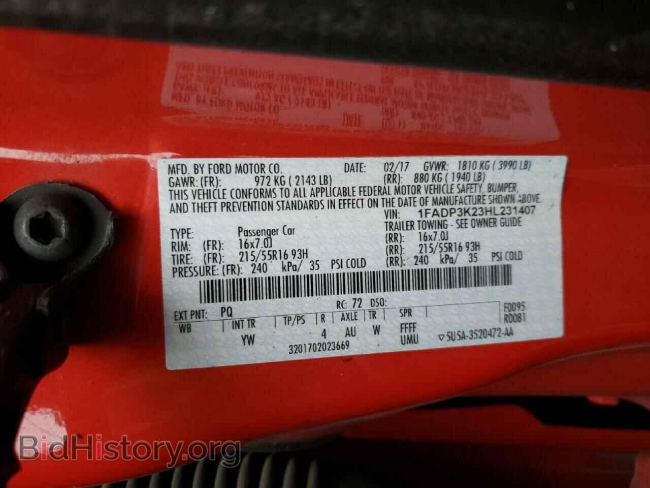 2017 FORD FOCUS - VIN: 1FADP3K23HL231407 - Фото 10