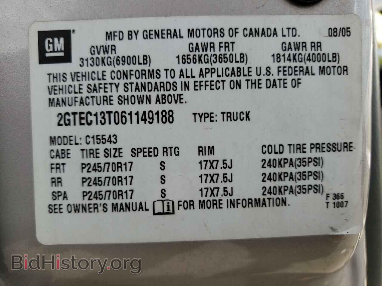 2006 GMC SIERRA - VIN: 2GTEC13T061149188 - Фото 13