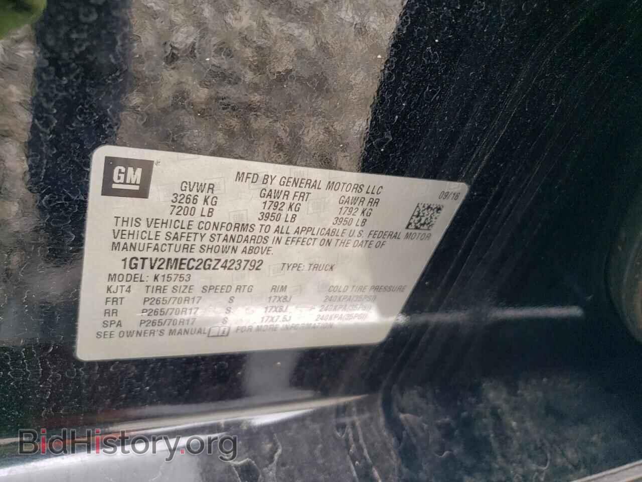 2016 GMC SIERRA - VIN: 1GTV2MEC2GZ423792 - Фото 12