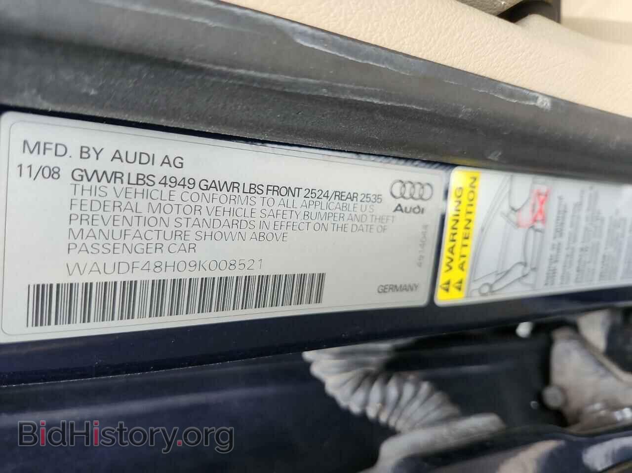 2009 AUDI A4 - VIN: WAUDF48H09K008521 - Фото 10