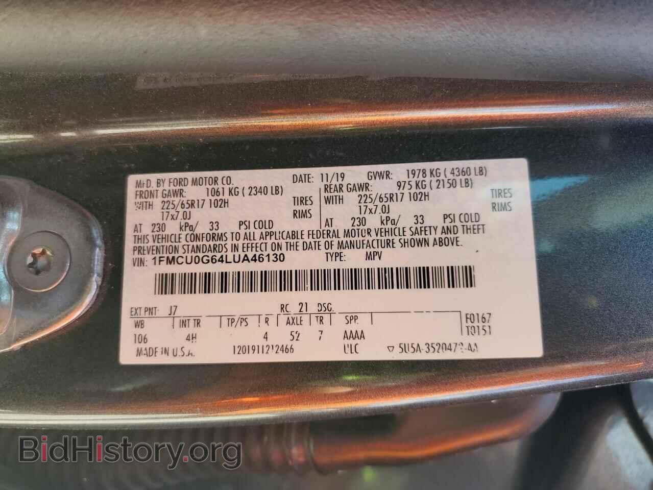 2020 FORD ESCAPE - VIN: 1FMCU0G64LUA46130 - Фото 13
