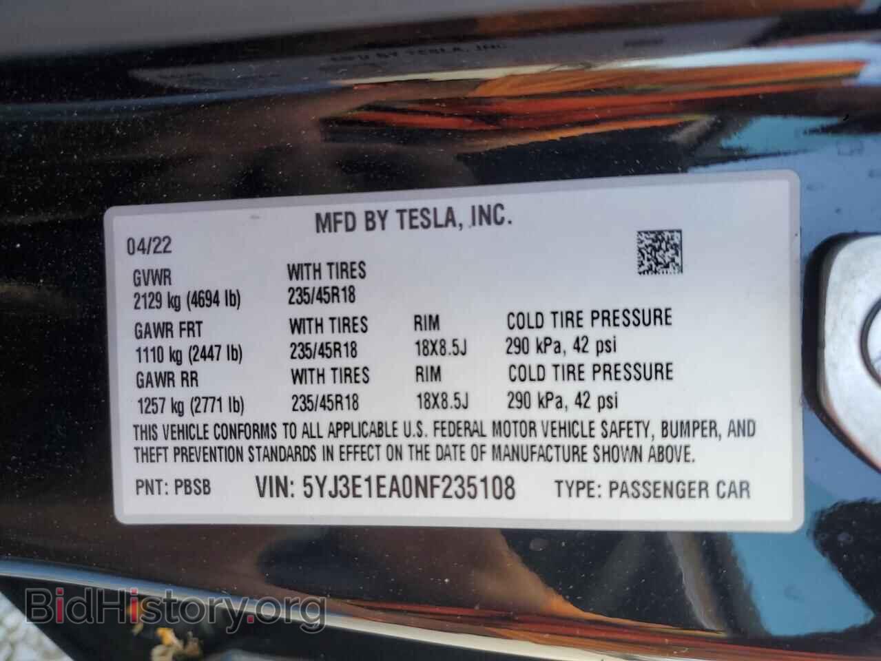 2022 TESLA MODEL 3 - VIN: 5YJ3E1EA0NF235108 - Photo 12