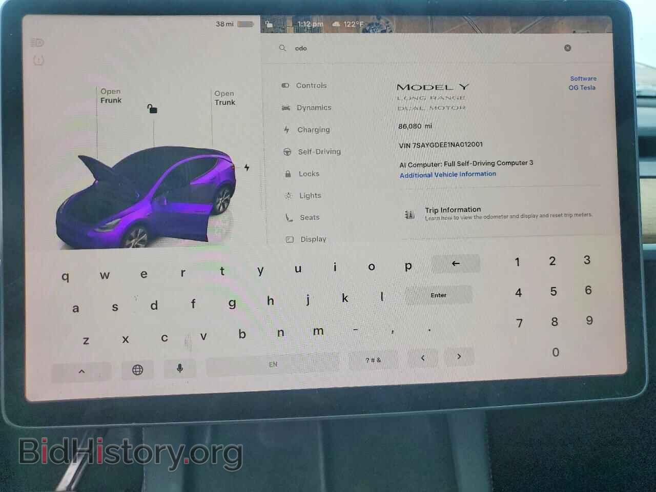 2022 TESLA MODEL Y - VIN: 7SAYGDEE1NA012001 - Photo 9