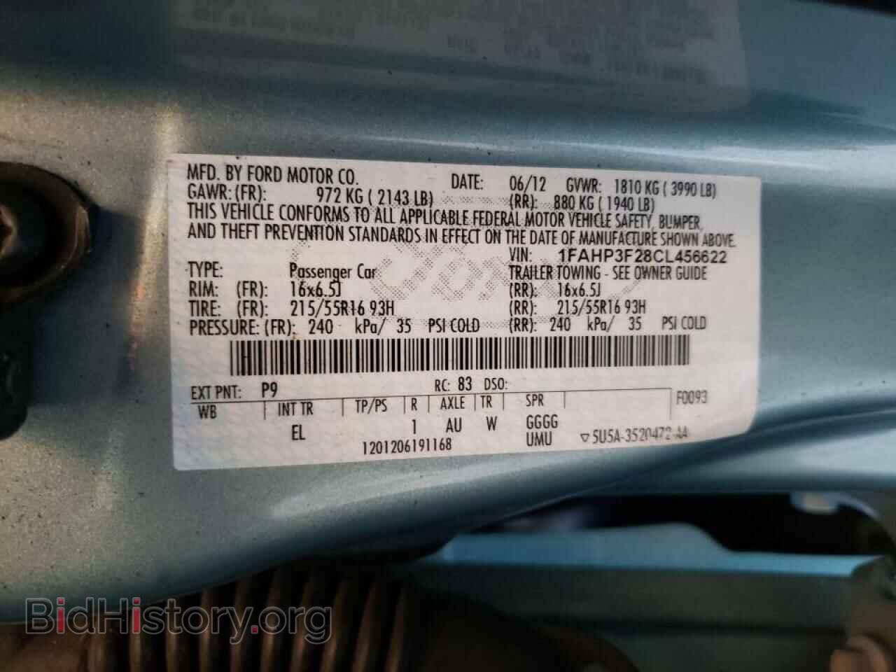 2012 FORD FOCUS - VIN: 1FAHP3F28CL456622 - Фото 10