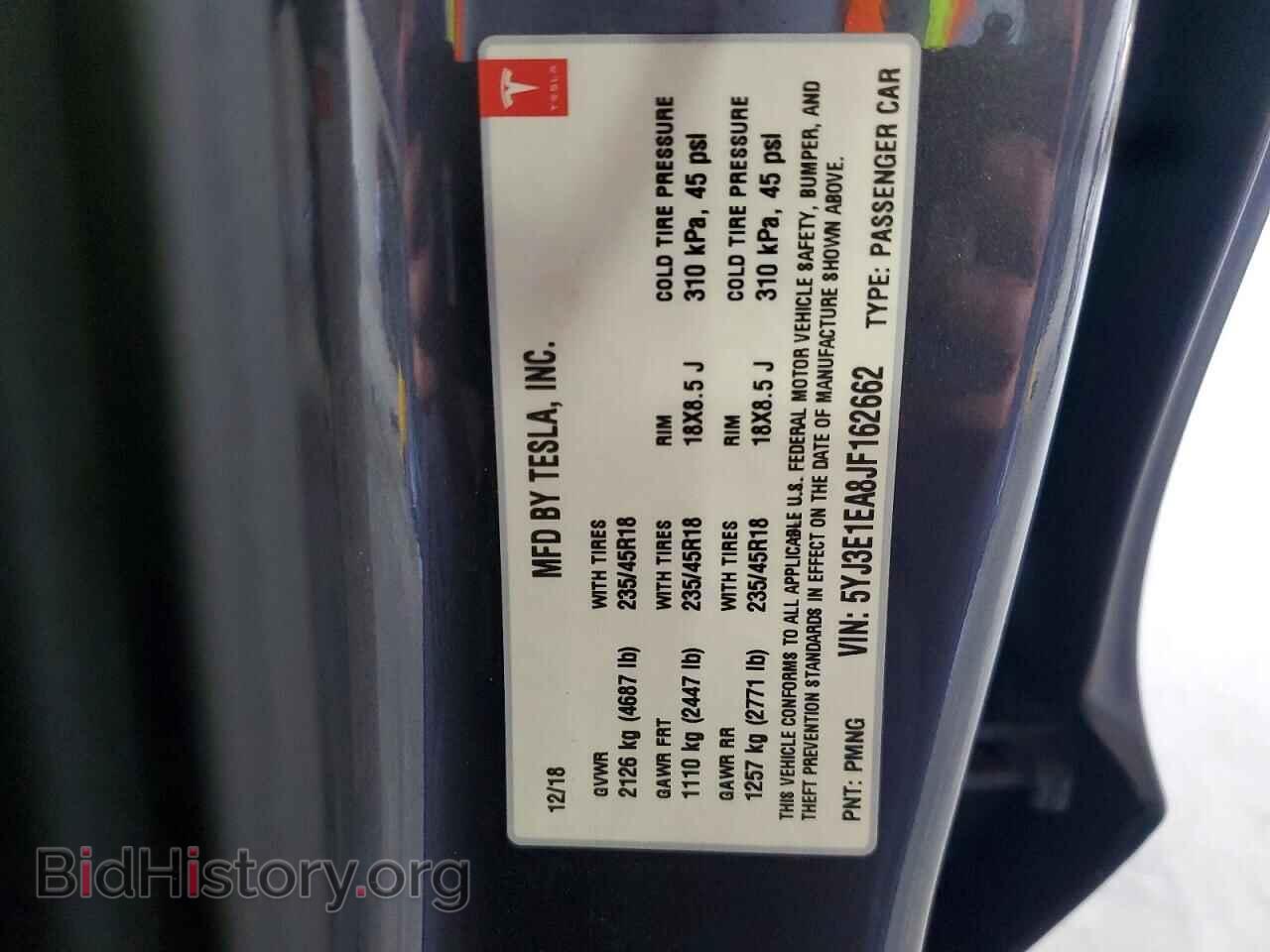 2018 TESLA MODEL 3 - VIN: 5YJ3E1EA8JF162662 - Photo 12