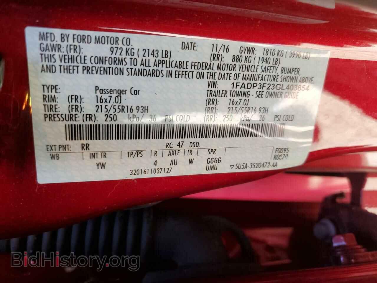 2016 FORD FOCUS - VIN: 1FADP3F23GL403654 - Фото 10