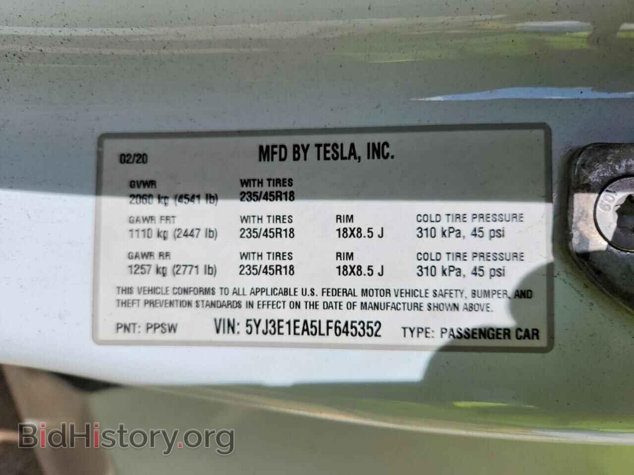 2020 TESLA MODEL 3 - VIN: 5YJ3E1EA5LF645352 - Фото 12
